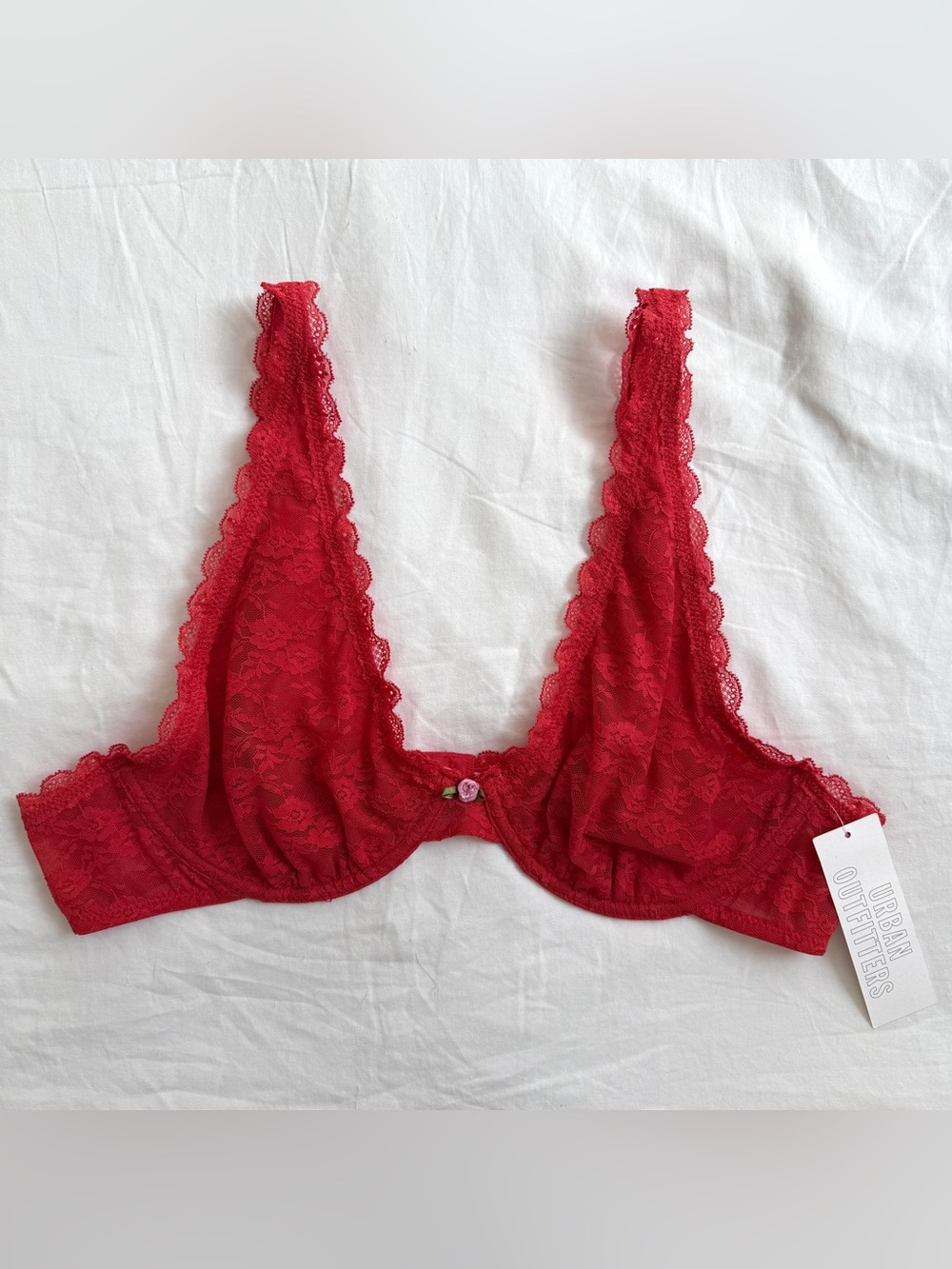 NWT Red Lace Bra XL Out From Under Urban Outfitters Plunge Underwire Lined